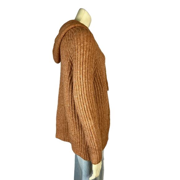 Aerie Size XS orange hooded sweater knit oversized Wool Blend Fuzzy Cozy Comfy - Picture 6 of 10